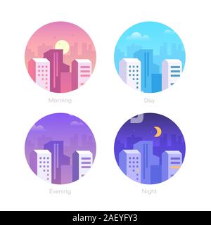 Città giorno - set di appartamento di design di stile degli elementi del vettore Illustrazione Vettoriale