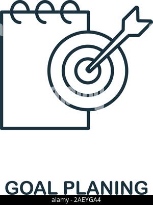 Icona piano obiettivo. Elemento stile linea dalla raccolta di strategie aziendali. Icona di planata di obiettivo sottile per il disegno di fotoricettore, il software e l'infografica Illustrazione Vettoriale