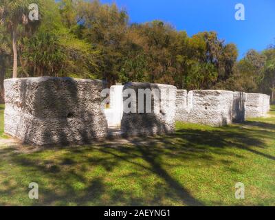 Casa slave, rovine della piantagione di Kingsley, Jacksonville, Florida Foto Stock