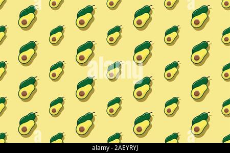 Avocado Texture Seamless sulla luce gialla Illustrazione Vettoriale