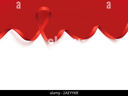 Sfondo del modello di progettazione con realistica nastro rosso per la giornata mondiale contro l AIDS Il 1 dicembre e il mondo il cancro giorno simbolo, 4 febbraio. Illustrazione Vettoriale Illustrazione Vettoriale