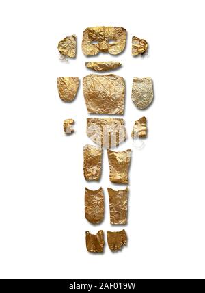 Corpo sagomato oro micenea ritagli da grave III, "Tomba di una donna", grave un cerchio, Myenae, Grecia. Museo Archeologico Nazionale di Atene. Bianco B Foto Stock