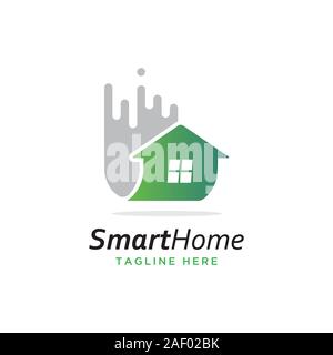 Home tecnologia logo design template vettoriale Illustrazione Vettoriale