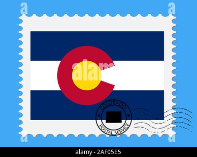 Stato USA del Colorado Flag con Postat Stamp Vector illustrazione EPS 10 Illustrazione Vettoriale
