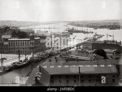 Vista delle navi nel porto di Göteborg, Svezia Foto Stock