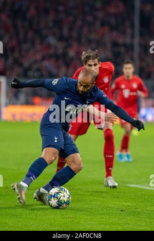 Monaco di Baviera, Germania - 11 dicembre: Lucas Rodrigues Moura (Tottenham Hotspurs) al calcio, la UEFA Champions League, Giornata 6: FC Bayern Muenchen vs Tottenham Hotspur al Allianz-Arena su dicembre 11, 2019 in Muenchen, Germania. Foto: Horst Ettensberger/ESPA-immagini Foto Stock