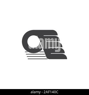 Lettera q ali movimento design logo vector Illustrazione Vettoriale
