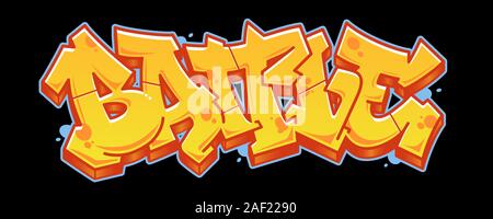 Battle Word leggibile in stile graffiti in vivaci colori personalizzabili. Illustrazione Vettoriale