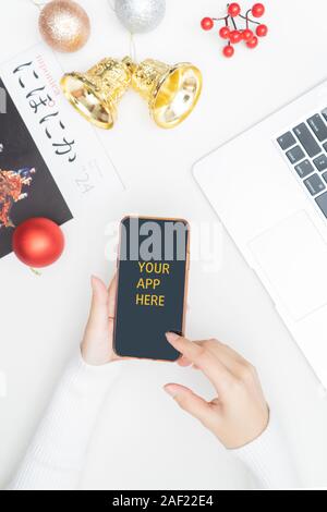 Smartphone mock up, shopping online Foto Stock