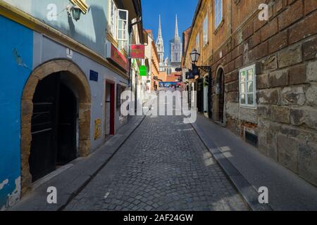 Skalinska street di giorno in città Zagreb, Croazia Foto Stock