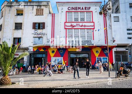 Il Marocco, Tangeri: Rif Cinema film (biblioteca) in "place du Grand Socco" square Foto Stock