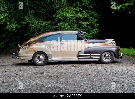 1947 Chevy business coach con patina pesante Foto Stock