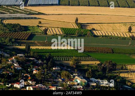 La fotografia aerea. Vista in elevazione dei campi agricoli nella valle di Jezreel, Israele Foto Stock