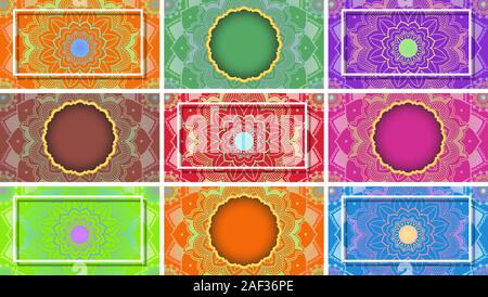 Modello di sfondo con mandala disegni illustrazione Illustrazione Vettoriale