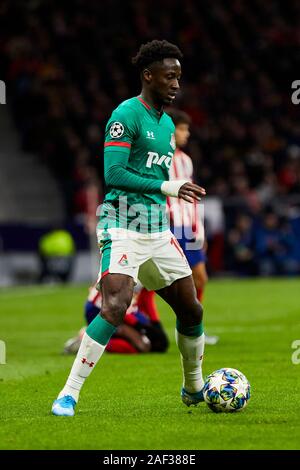 Madrid, Spagna. Undicesimo Dec, 2019. Eder Lopes di FC Lokomotiv Mosca durante la Liga match tra Atlético de Madrid e FC Lokomotiv Mosca a Wanda Metropolitano Stadium di Madrid, Spagna. (Punteggio finale: Atletico de Madrid 2 - FC Lokomotiv Mosca 0) Credito: SOPA Immagini limitata/Alamy Live News Foto Stock