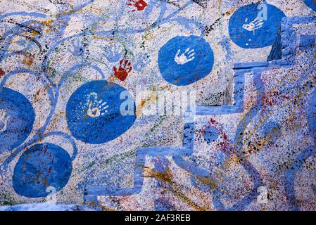 Pareti decorate a Chefchaouen Foto Stock