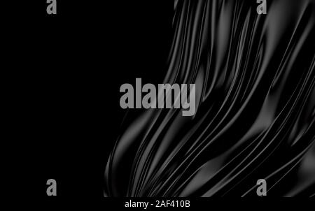 Ondulata nera colore di sfondo splash, elegante design di classe. 3D render Foto Stock