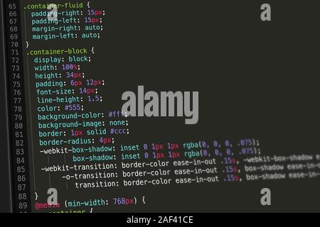 Il codice CSS Screenshot Foto Stock