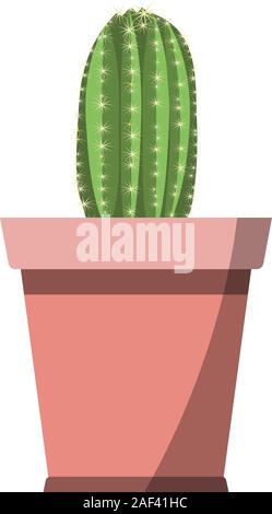 Verde decorativo cactus impianto vettore in fachion fiore rosa pot isolati su sfondo bianco. Utilizzato per cartoon room interior decor e puntelli animazione Illustrazione Vettoriale