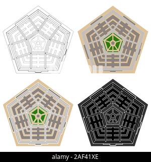 Amministrativa centro militare. Il Pentagono. Vista dall'alto. Illustrazione Vettoriale