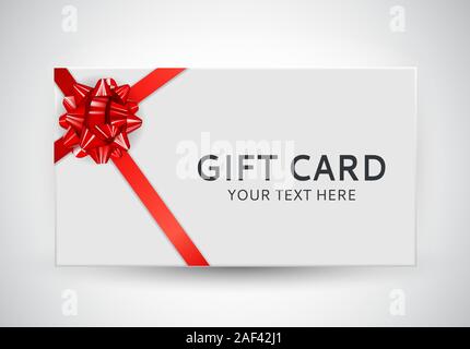 Gift Card Modello con archetto e nastro illustrazione vettoriale Illustrazione Vettoriale