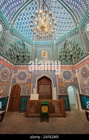 Santuario-complesso di Qutham b. Abbas, Kusam Ibn Abbas moschea, necropoli Shah-i-Zinda, Samarcanda, Uzbekistan in Asia centrale Foto Stock