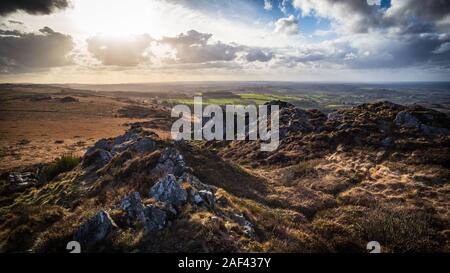 Roch Tr ezel vertice di Monts d'Arree, in Bretagna, Francia Foto Stock