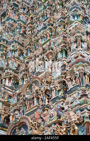 Una street view di Meenakshi Amman Tempio di Madurai Foto Stock