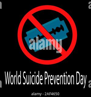 Mondo la prevenzione dei suicidi al giorno. Celebrare in Settembre 10, 2019. Lama di rasoio. Design per poster, biglietto di auguri, banner. Illustrazione Vettoriale Illustrazione Vettoriale