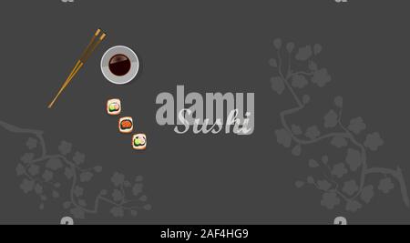 Il design del vettore del menu sushi al ristorante. Illustrazione Vettoriale