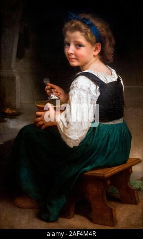 Pittura Bouguereau. Ragazza di mangiare il porridge da William-Adolphe Bouguereau (1825-1905), olio su tela, 1874 Foto Stock