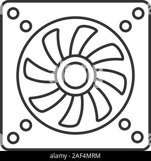 Ventola di scarico icona lineare. Condizionata. Linea sottile illustrazione. La ventilazione dell'aria. Simbolo di contorno. Il vettore isolato disegno di contorno Illustrazione Vettoriale