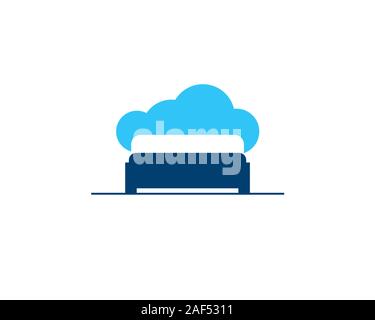 Letto con il cloud dietro headbed a simboleggiare il bel dormire come in aria Illustrazione Vettoriale