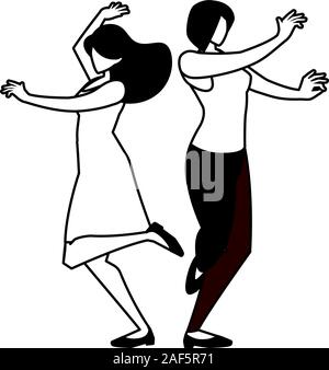 Silhouette di donna in danza pongono su sfondo bianco illustrazione vettoriale design Illustrazione Vettoriale