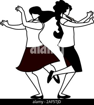Silhouette di donna in danza pongono su sfondo bianco illustrazione vettoriale design Illustrazione Vettoriale