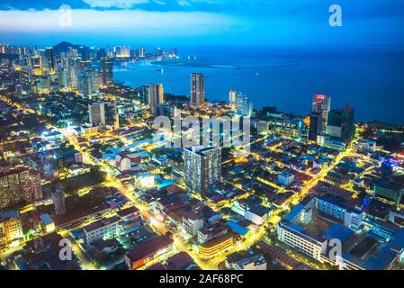 Skyline di George Town di Penang, Malaysia Foto Stock