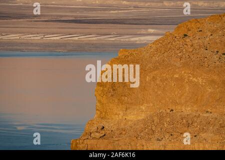Vista del Mar Morto da Masada national park, Israele Foto Stock