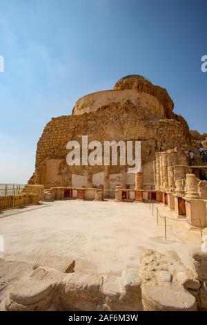 Il Palazzo di nord a Masada national park, Israele Foto Stock