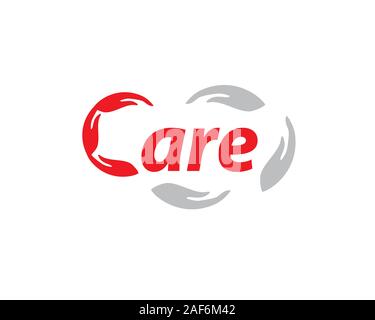 Attenzione logo mani Illustrazione Vettoriale