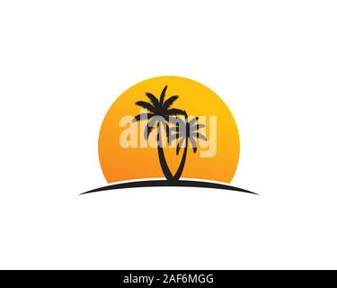 Palme silhouette con sfondo al tramonto Illustrazione Vettoriale