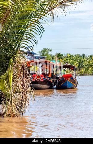 Barche Tour Delta del Mekong Vietnam Foto Stock
