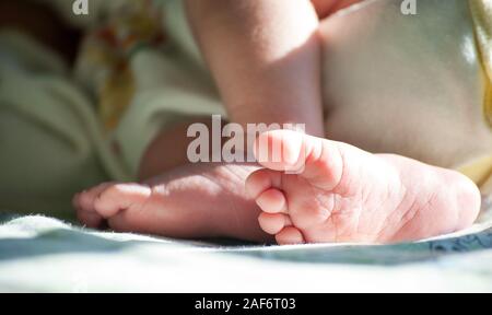 Carino neonato piedi closeup photo Foto Stock