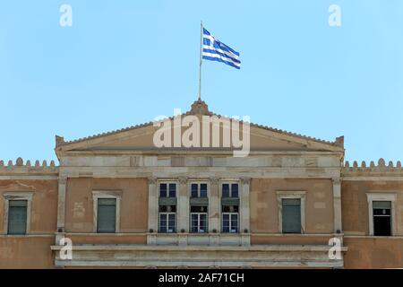 Atene, Grecia - Luglio 20, 2019: la sede del parlamento ellenico Foto Stock
