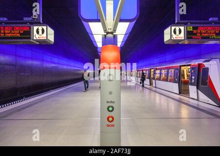 Università di HafenCity stazione della metropolitana, Amburgo, Germania Foto Stock