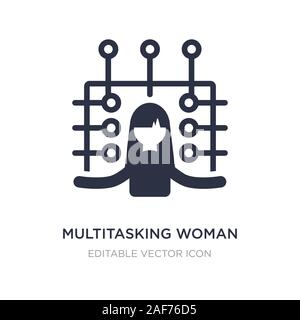 Il multitasking donna icona sullo sfondo bianco. Elemento di semplice illustrazione dal concetto di business. Il multitasking donna icona simbolo di design. Illustrazione Vettoriale