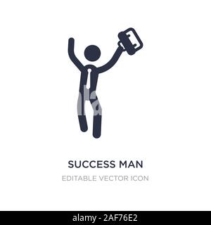 Uomo di successo con la valigia icona sullo sfondo bianco. Elemento di semplice illustrazione dal concetto di affari. successo Uomo con valigia icona simbolo di design. Illustrazione Vettoriale