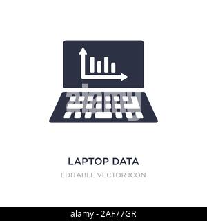 Dati del laptop analytics grafico sullo schermo con cerchi icona sullo sfondo bianco. Elemento di semplice illustrazione dal concetto di computer. Illustrazione Vettoriale