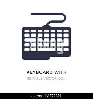 Tastiera con cavo icona sullo sfondo bianco. Elemento di semplice illustrazione dal concetto di computer. tastiera con cavo icona simbolo di design. Illustrazione Vettoriale