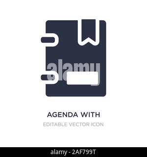 Agenda con icona segnalibri su sfondo bianco. Elemento di semplice illustrazione dal concetto di istruzione. agenda con segnalibri icona simbolo di design. Illustrazione Vettoriale