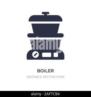Icona della caldaia su sfondo bianco. Elemento di semplice illustrazione dal concetto di cibo. caldaia icona simbolo di design. Illustrazione Vettoriale